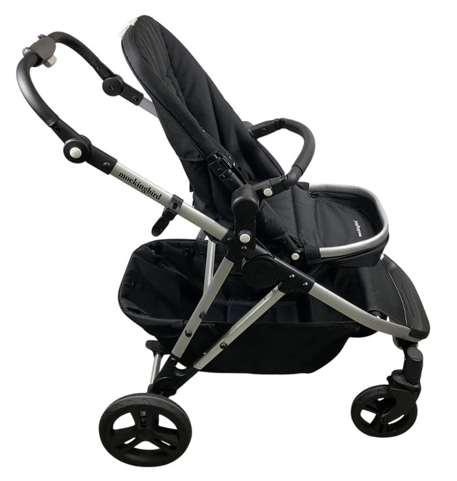 Mockingbird Single to Double 2.0 Stroller, 2025, No Canopy, No Canopy, Silver With Black Leather