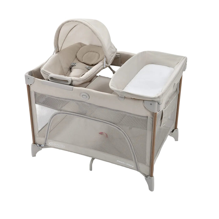 Graco Pack n' Play Close2Baby Seat Lux Playard, Soft Almond