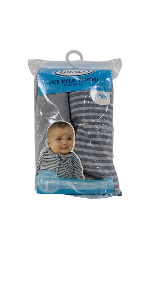 Shop Graco Pack 'n Play Fitted Sheet 2 Pack, Stripes/Gray at GoodBuy Gear