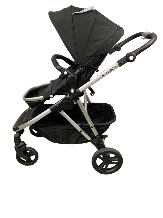 secondhand Mockingbird Single to Double Stroller, 2023, Silver with Black Leather, Windowpane, Black