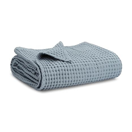 Comfy Cubs Waffle Weave Baby Blanket, Pacific Blue, 40"x40"
