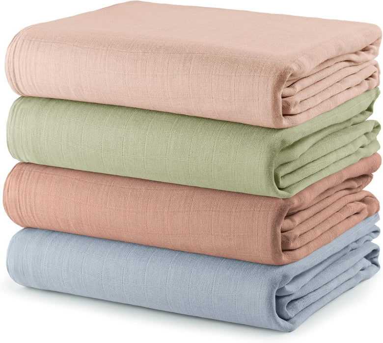 Comfy Cubs Baby Muslin Swaddle Blankets 4 Pack, Pacific/Cedar/Sage/Blush