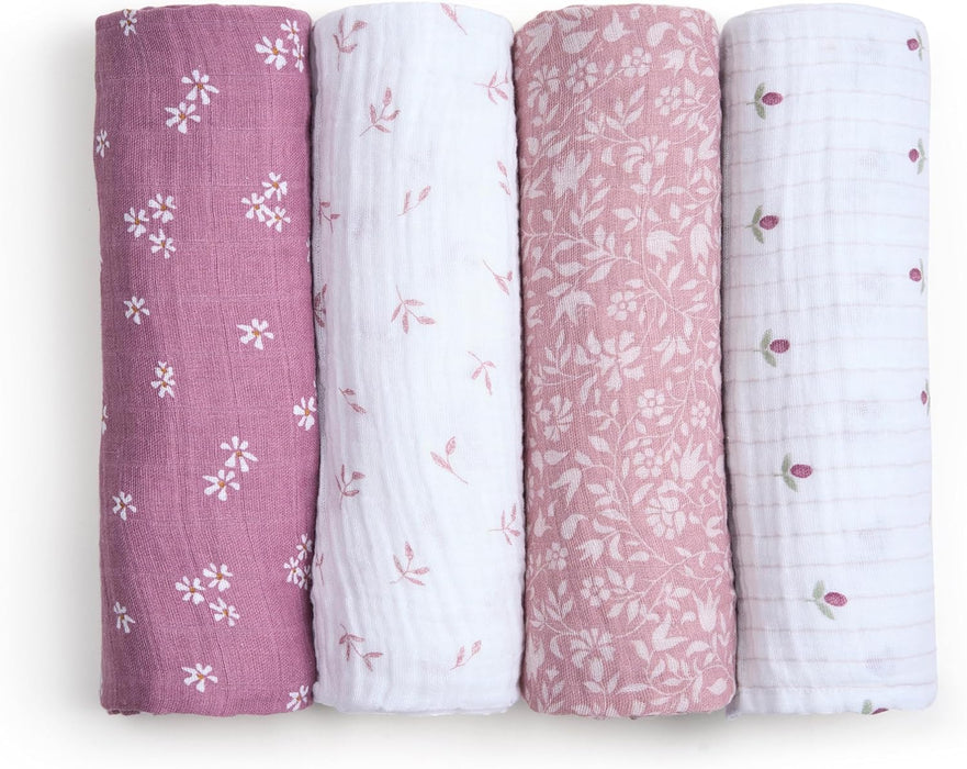 Aden + Anais Cotton Muslin Swaddles Pack of 4, Heritage floral