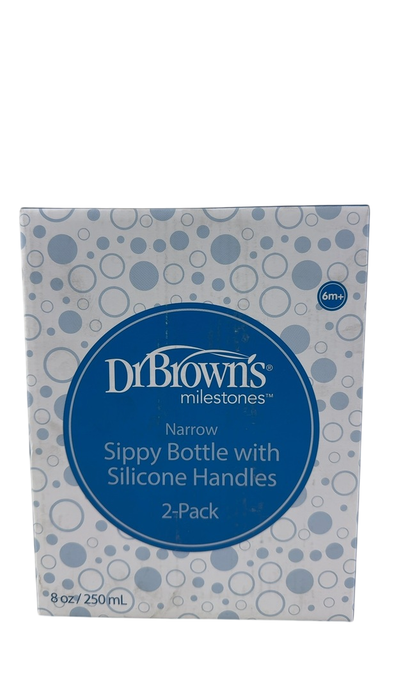 Shop Dr. Brown's Milestones Sippy Spout Bottle with Silicone Handles, 8oz, 2 Pack, Narrow-Neck, Black/Ecru at GoodBuy Gear