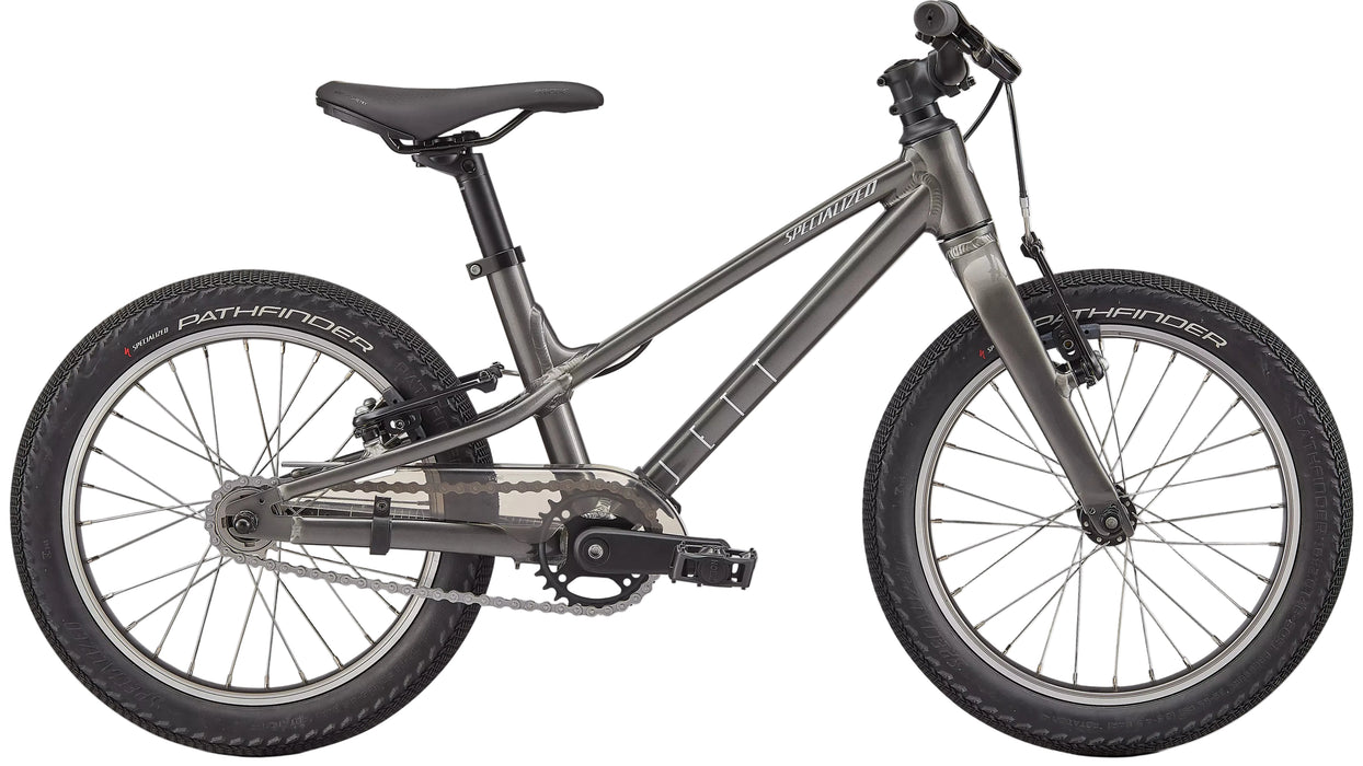 Shop Specialized Jett 16 Single Speed Bike, Gloss Smoke / Flake Silver at GoodBuy Gear