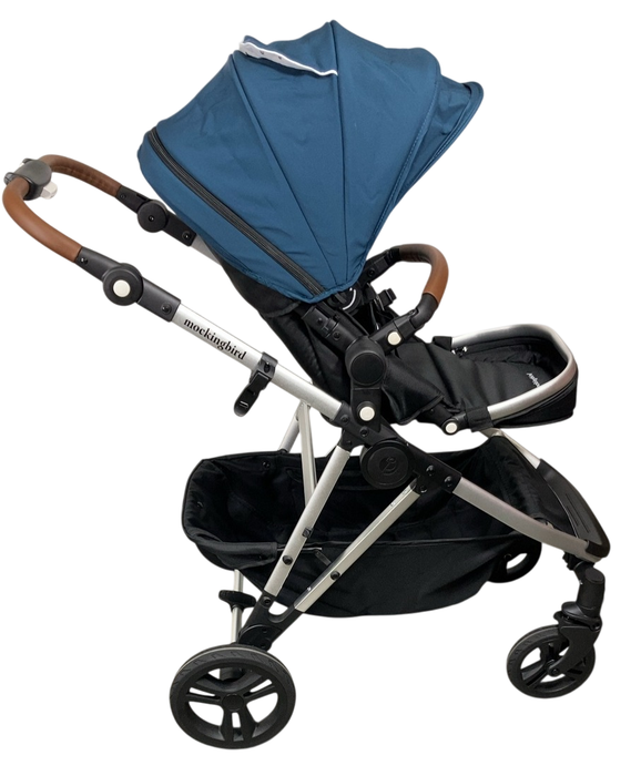 Shop Mockingbird Single to Double 2.0 Stroller, 2024, Sea, Silver With Penny Leather, Watercolor Drops at GoodBuy Gear