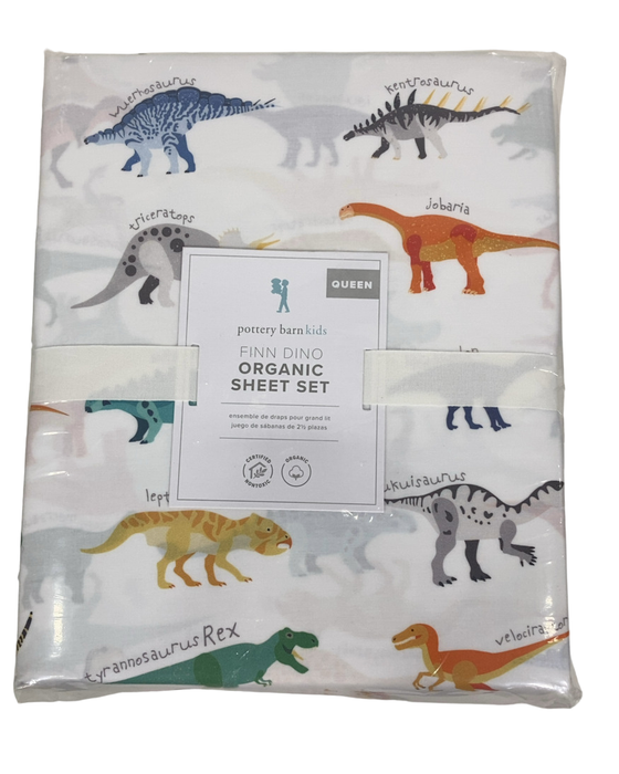 Shop Pottery Barn Kids Organic Sheet Set, Finn Dino, Queen at GoodBuy Gear