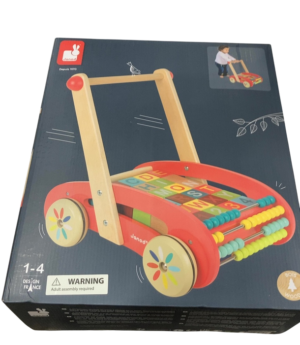 Shop Janod Wooden ABC Buggy Cart with 30 Blocks, Red at GoodBuy Gear