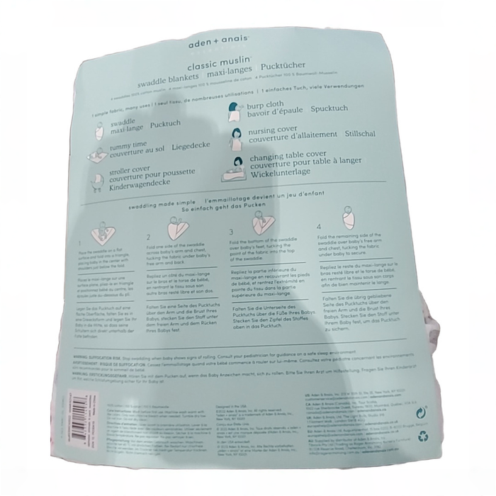 Shop Aden + Anais Cotton Muslin Swaddles Pack of 4, Alphabet Animals at GoodBuy Gear