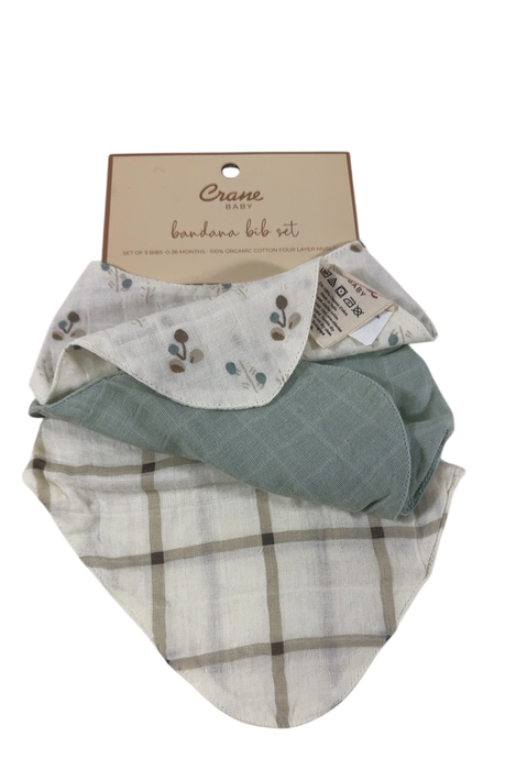 Shop Crane Baby Muslin 3 Piece Bib Set, Poppy at GoodBuy Gear
