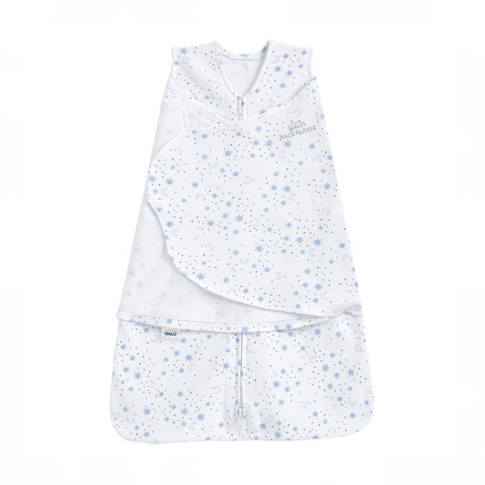 Shop Halo SleepSack Swaddle, Midnight Moons Blue, Newborn at GoodBuy Gear