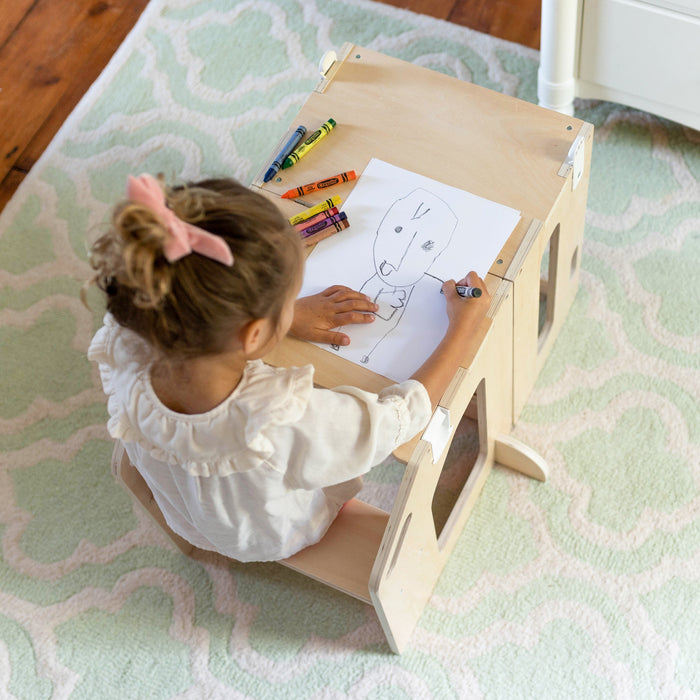 Busy Kids 2-In-1 Kitchen Tower and Kids Art Desk