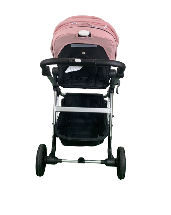 Mockingbird Single to Double 2.0 Stroller, 2024, Silver with Black Leather, Watercolor Drops, Bloom