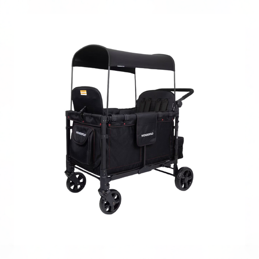 Shop Wonderfold W4 Elite Stroller Wagon, 2025, Black with Red Stitching at GoodBuy Gear