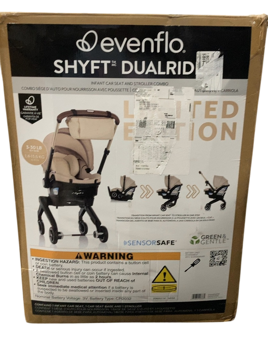Shop Evenflo Gold Shyft Dual Ride Infant Car Seat Stroller Combo, Champagne, 2025, with Green/Gentle Fabric at GoodBuy Gear