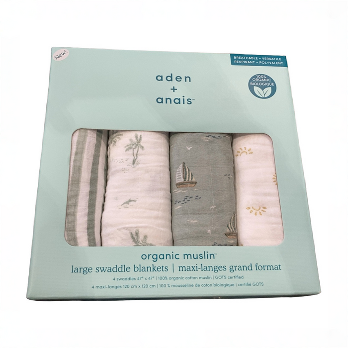 Shop DRAFT - Aden + Anais Cotton Muslin Swaddles Pack of 4, Sailing Seas at GoodBuy Gear
