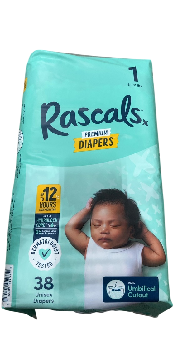 rascal Rascal Premium Diapers, Size 1, 38 Count