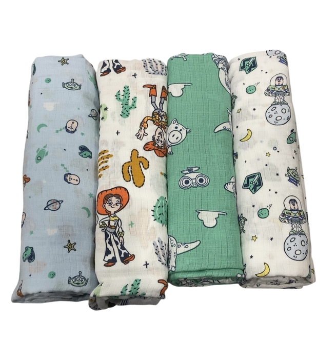 Shop Aden + Anais Cotton Muslin Swaddle, 4 Pack, 44" x 44", Classic Muslin, Toy Story at GoodBuy Gear