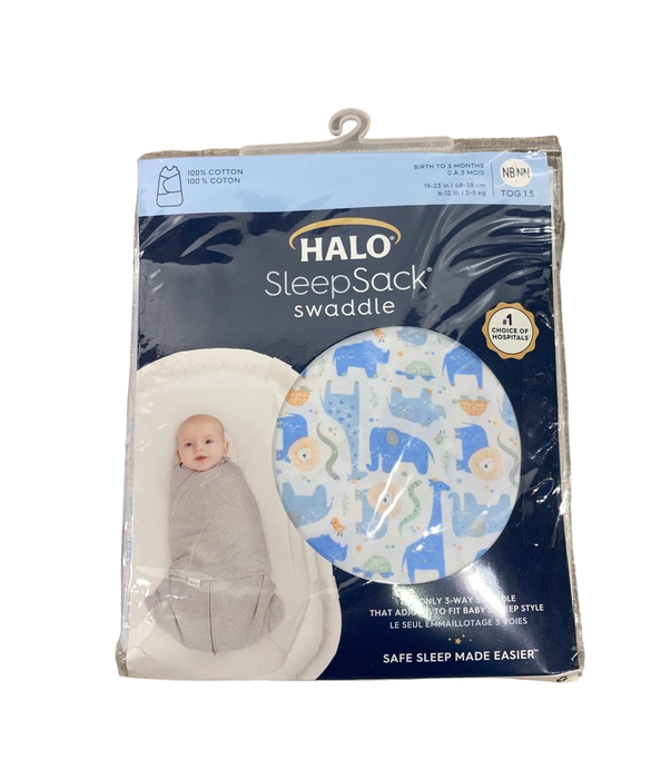 used Halo SleepSack Swaddle, Newborn, Blue Safari