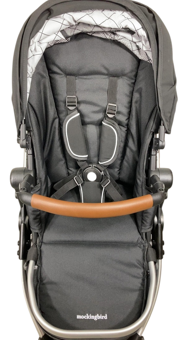 Shop Mockingbird Single 2.0 Stroller, 2024, Black, Silver With Penny Leather, Windowpane at GoodBuy Gear