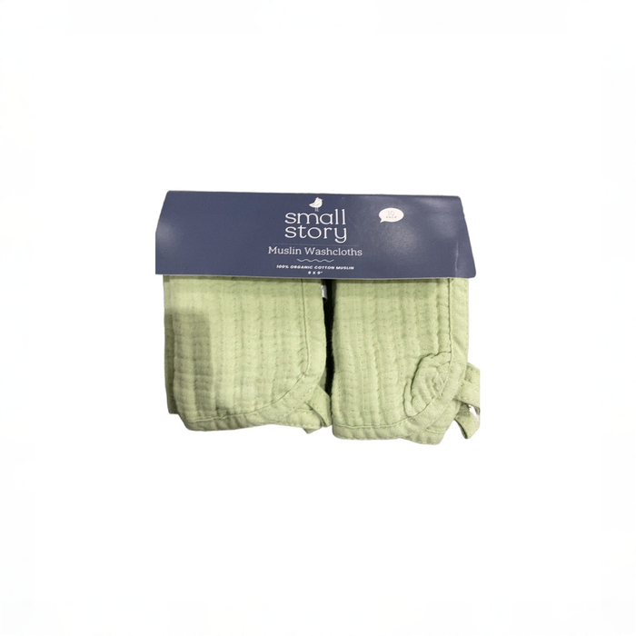 Shop Small Story Cotton Muslin Washcloths, Sage at GoodBuy Gear