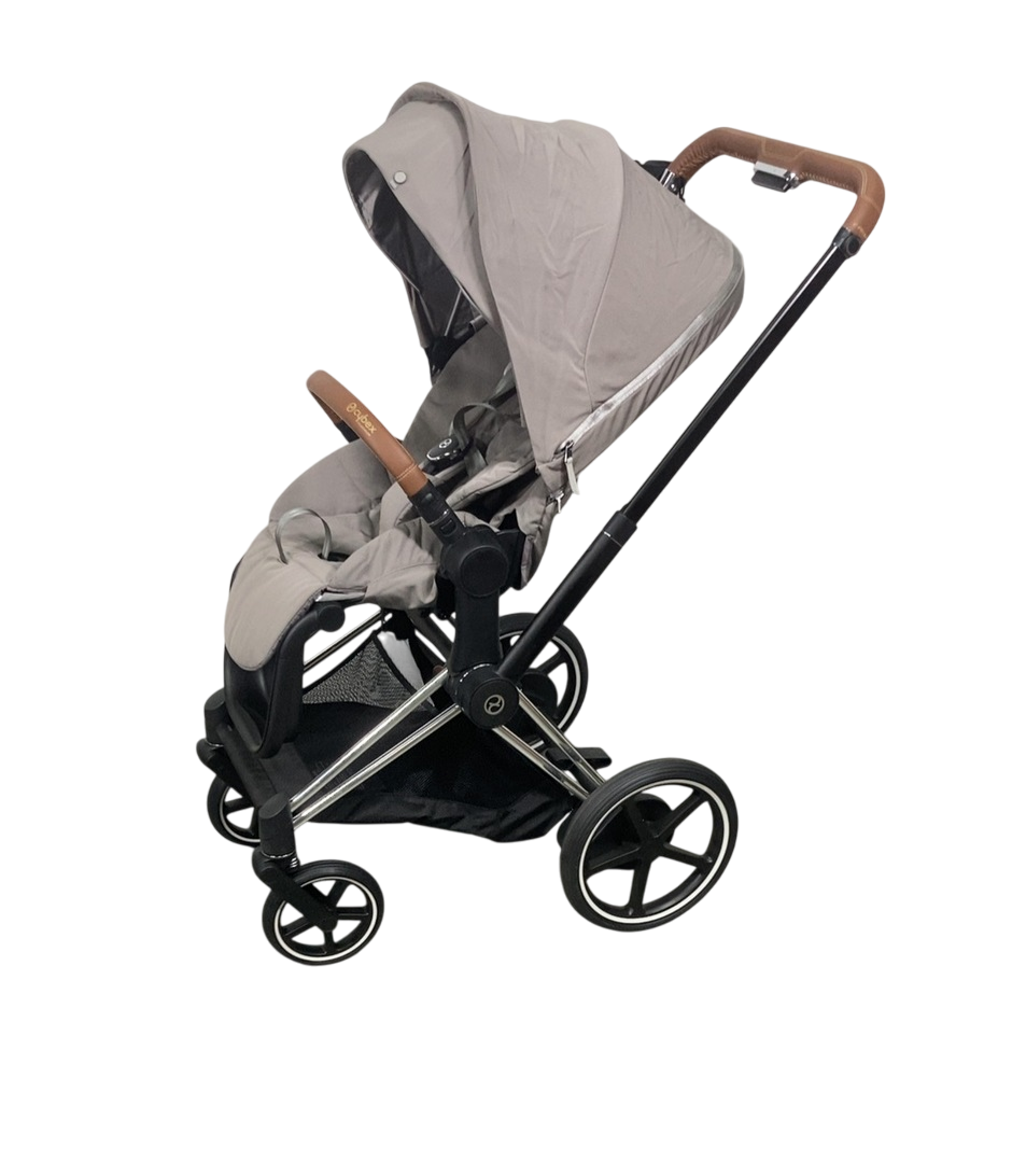 cybex e priam 2021 Cybex E-PRIAM Electric Stroller, 2021, Chrome With Black Details, Soho Grey, with Battery