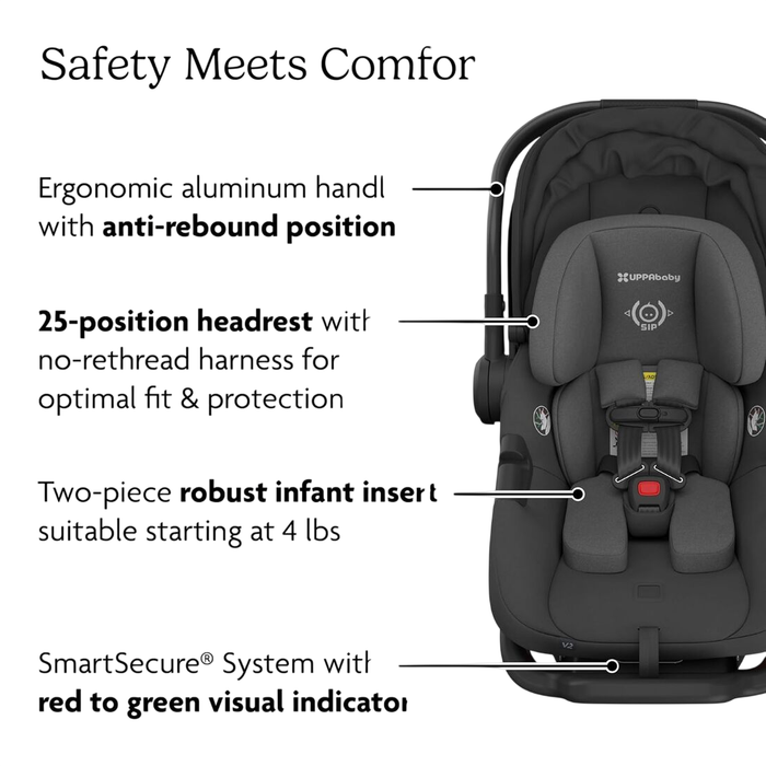 Shop UPPAbaby Aria V2 Infant Car Seat, 2025, Jake (Charcoal/Black Leather) at GoodBuy Gear