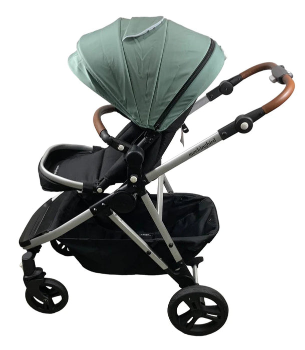 Mockingbird Single to Double 2.0 Stroller, 2025, Sage, Silver With Penny Leather, Watercolor Drops