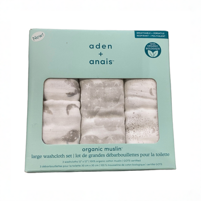 Shop Aden + Anais Cotton Muslin Wash Cloths (Set Of 3), Map the Stars at GoodBuy Gear