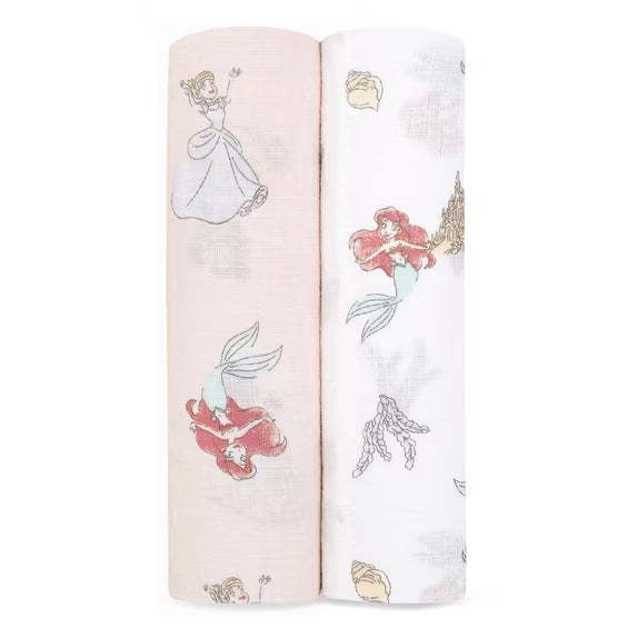 Aden + Anais Essentials Cotton Muslin Swaddle (2 Pack), Disney Princess