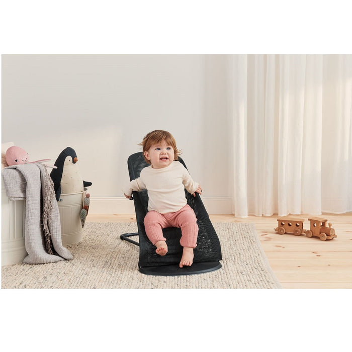 BabyBjorn Bouncer Bliss Mesh in Black + Baby Carrier Mini in Anthracite/Landscape