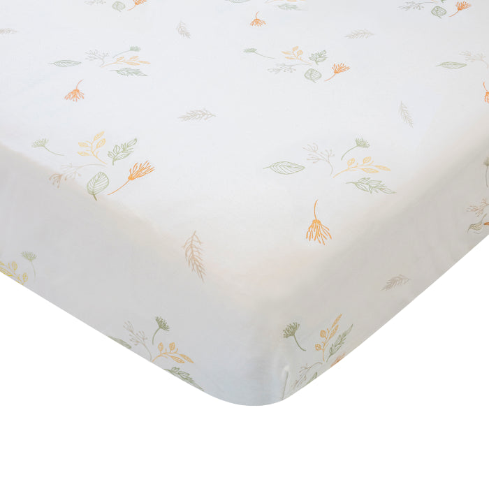 Crane Baby Crib Fitted Sheet, Dainty Leaf