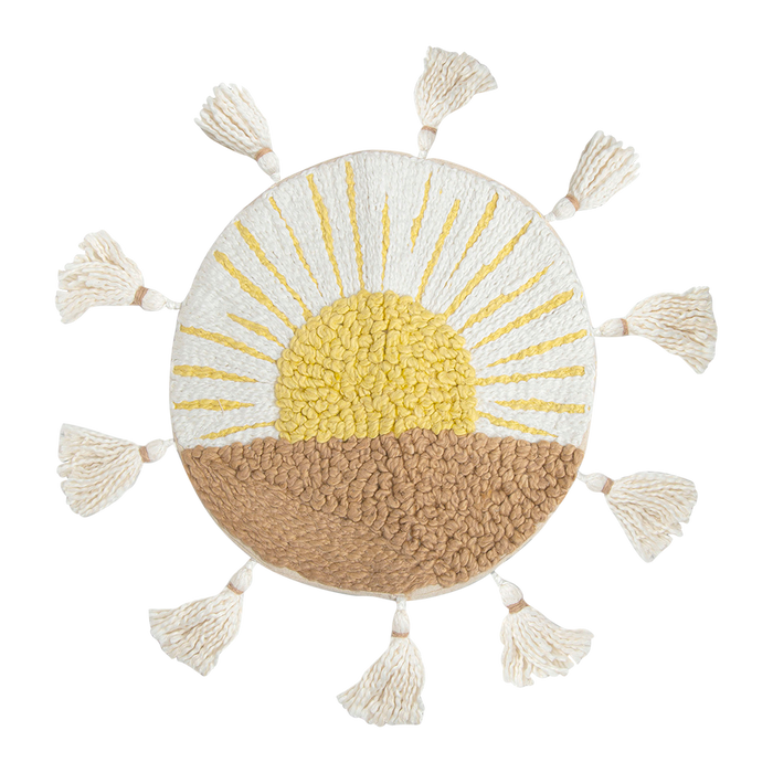 Crane Baby Embroidered Round Pillow, Sun