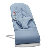 Shop BabyBjorn Bouncer Bliss, Light Gray Frame, Blue Woven Petal Quilt at GoodBuy Gear