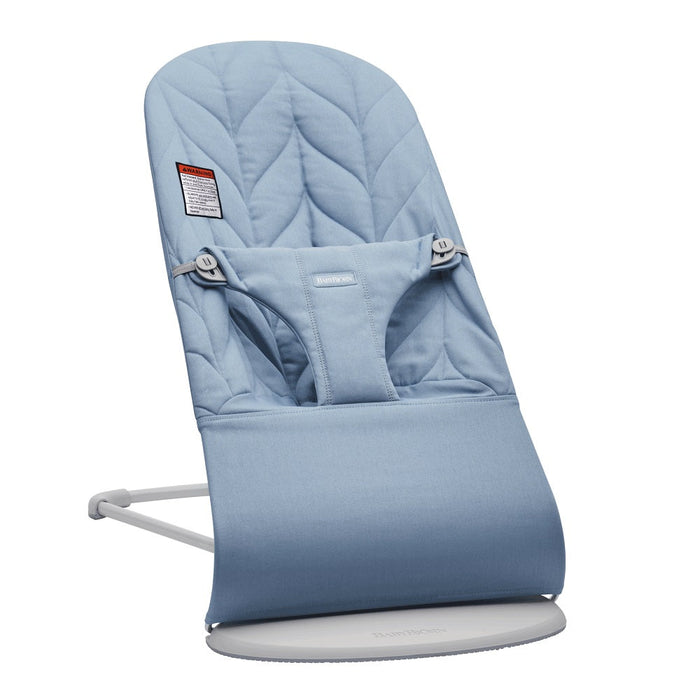 Shop BabyBjorn Bouncer Bliss, Light Gray Frame, Blue Woven Petal Quilt at GoodBuy Gear