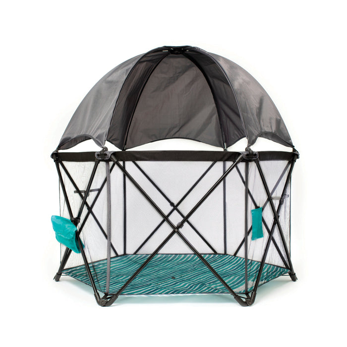 Baby Delight Go With Me Eclipse Portable Playard, Regular, Watercolor Stripe with Grey Canopy