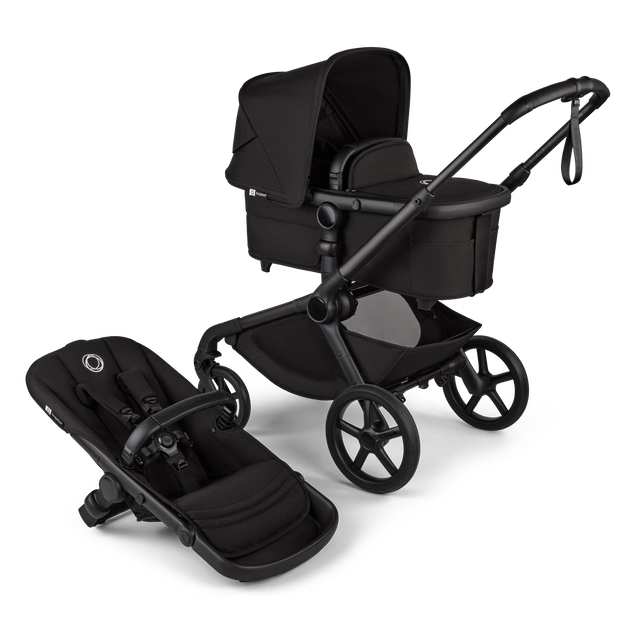 Bugaboo Kangaroo Single To Double Stroller, 2024, Black, Midnight Black, Midnight Black