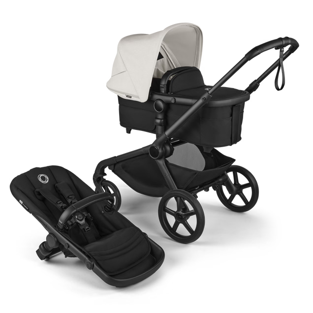 Bugaboo Kangaroo Single To Double Stroller, 2024, Black, Midnight Black, Misty White