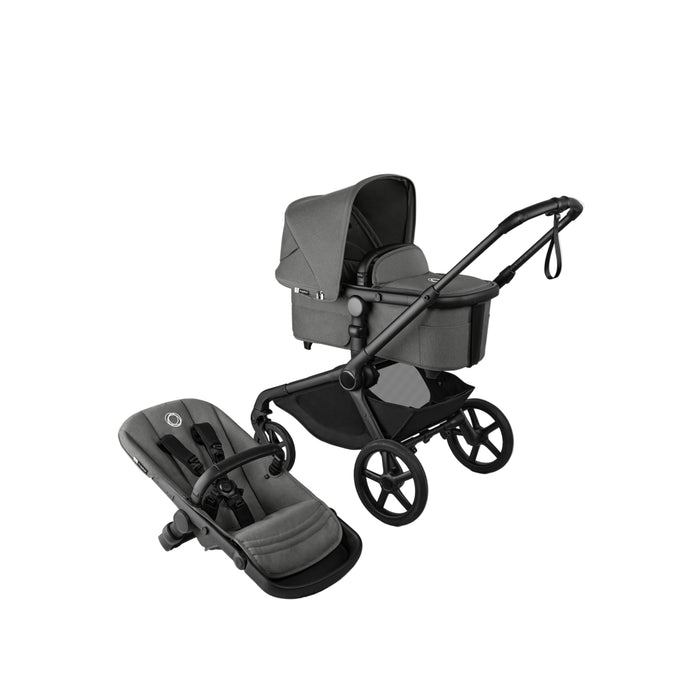 Bugaboo Kangaroo Single To Double Stroller, Black, 2024, Moon Grey, Moon Grey