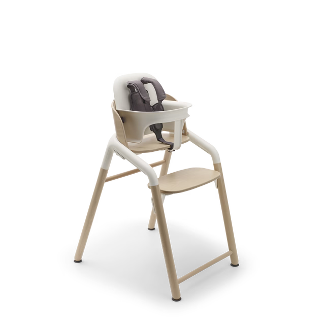 Bugaboo Giraffe High Chair, Neutral Wood/White, w/ White Baby Set