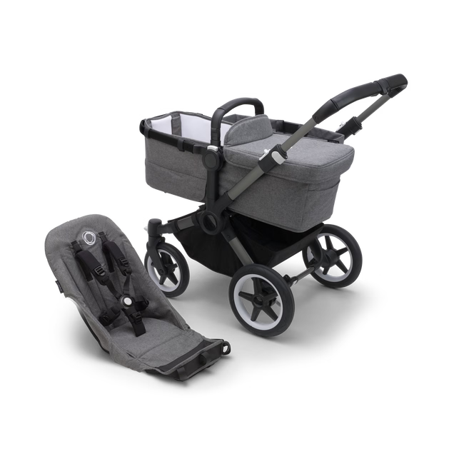 Bugaboo Donkey 5 Base, 2025, Grey Mélange Fabrics, Graphite Frame