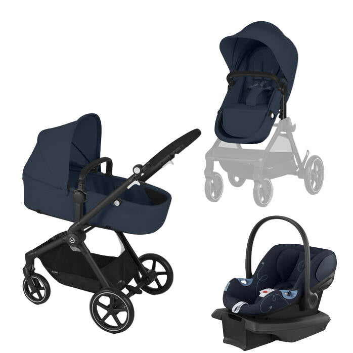 Cybex Eos and Aton G Travel System, 2024, Black, Ocean Blue