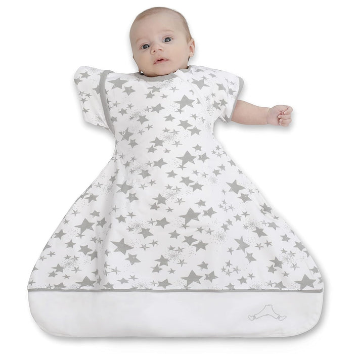 Clickyhips Swaddle Sack, 0-6 months 1.0 TOG, White with Gray Stars