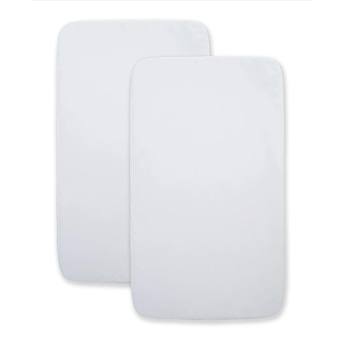 Halo Bedside Bassinet Sleeper Fitted Sheets, White, 2 Pack