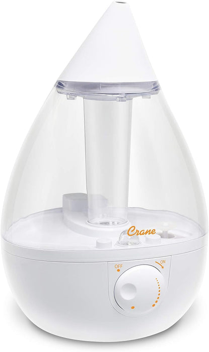Crane Filter-Free Droplet Cool Must Humidifier, Clear & White