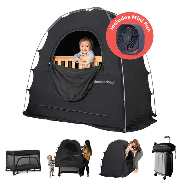 SlumberPod 3.0 Sleep Canopy with Fan, Black with Gray Accents