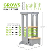 Shop Little Partners Learn ‘N Fold Learning Tower, Silver Drop/Natural at GoodBuy Gear