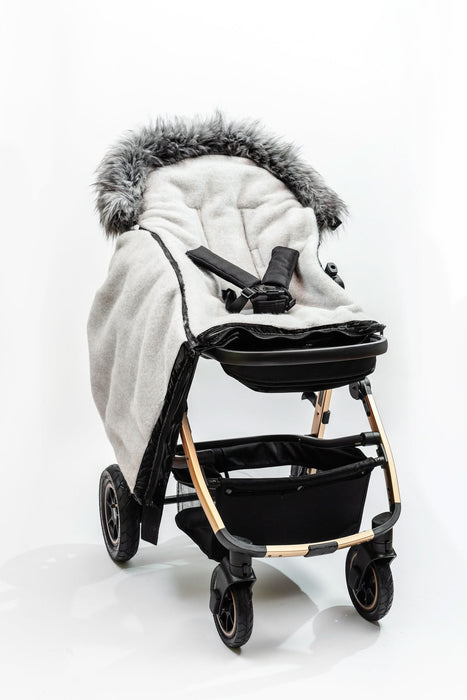 Cover Baby Organic Premium Gray Wool Adjustable Footmuff, Satin Black