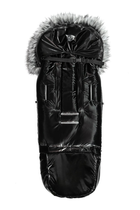 Cover Baby Organic Premium Gray Wool Adjustable Footmuff, Satin Black