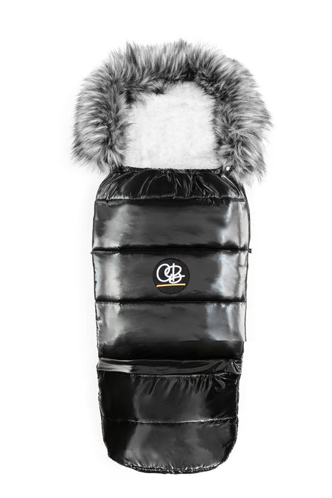 Cover Baby Organic Premium Gray Wool Adjustable Footmuff, Satin Black